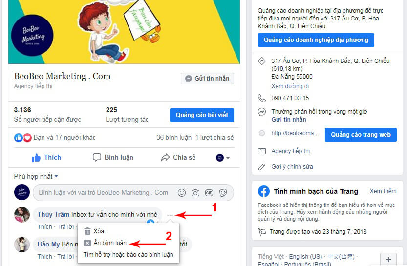 cách ẩn comment trong facebook