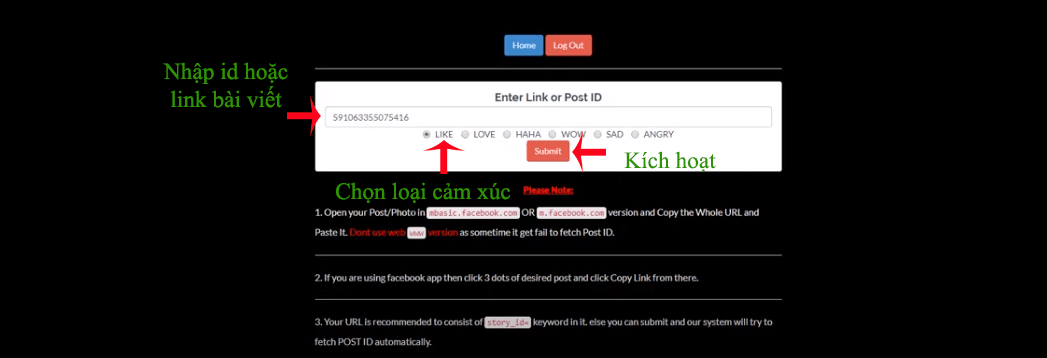 hack like cmt trên fanpage