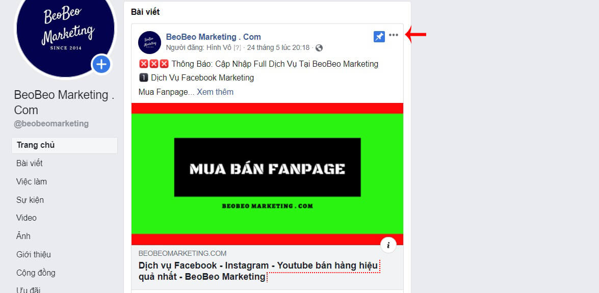ghim bài fanpage
