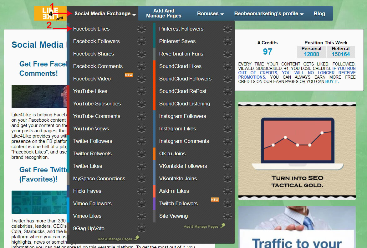 trao đổi like facebook