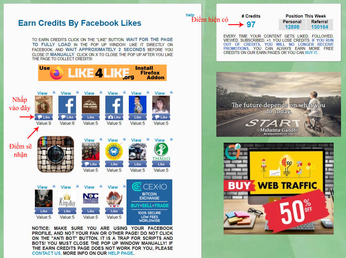 web trao đổi like lớn nhất