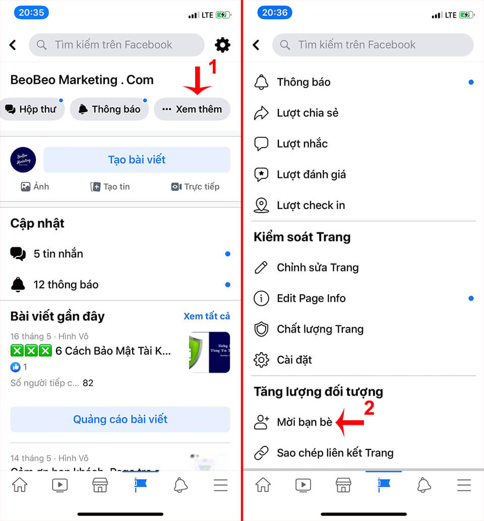 cách mời bạn bè thích trang
