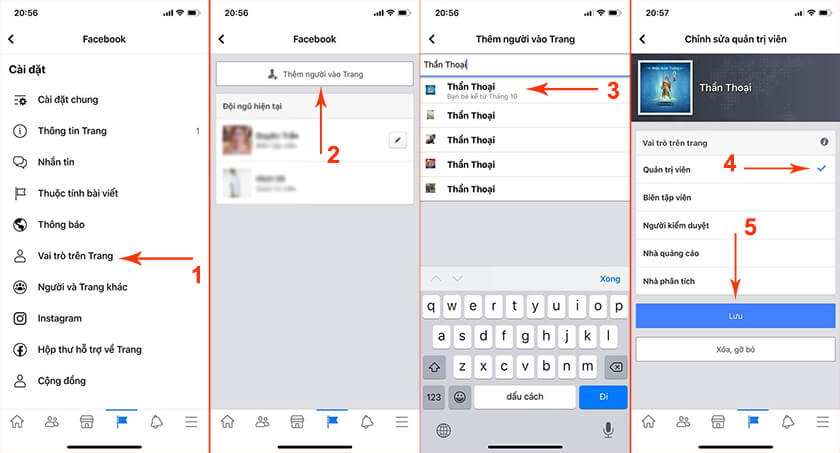 cách thêm admin vào fanpage trên điện thoại