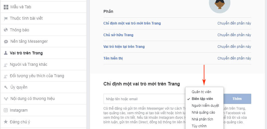 cấp quyền admin fanpage facebook