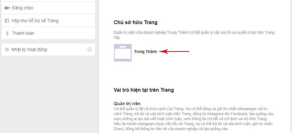 chuyển quyền sở hữu trang thành công