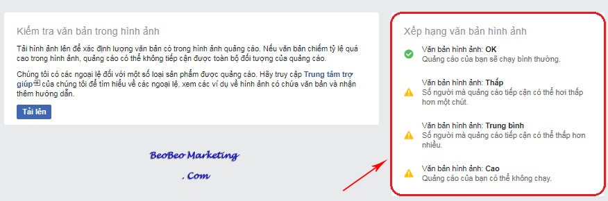 kiểm tra text quảng cáo facebook
