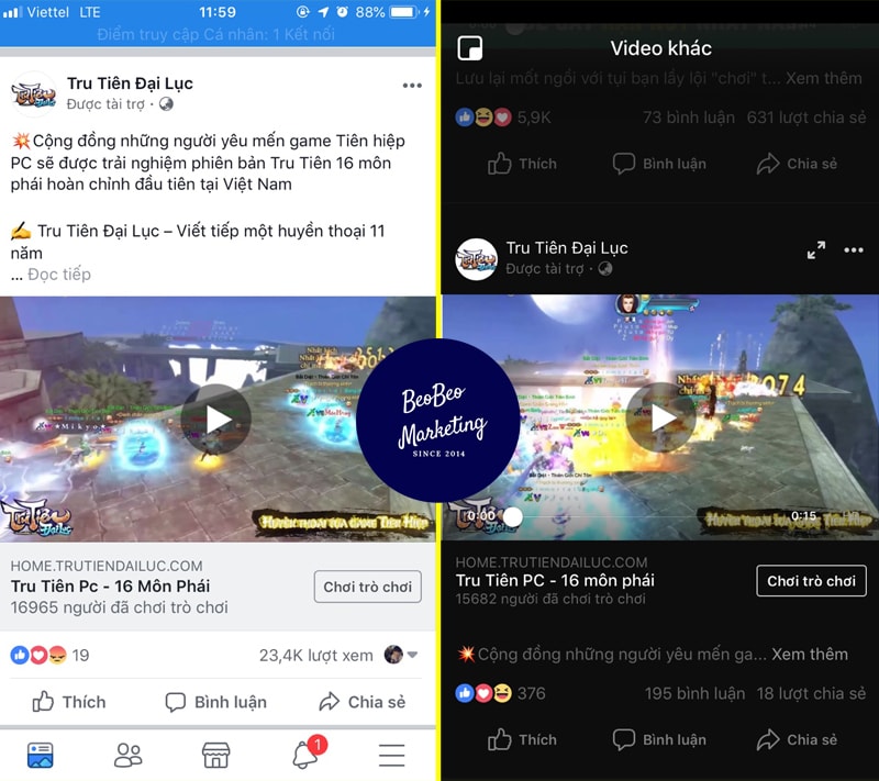 mẫu video quảng cáo facebook