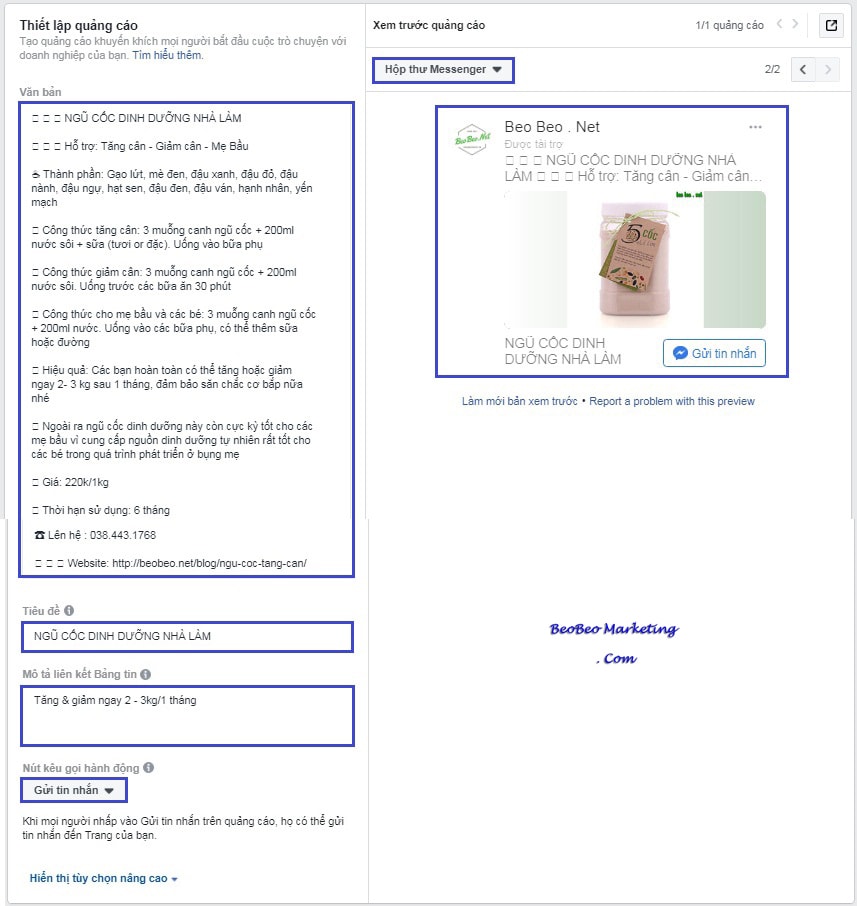 cách chạy quảng cáo facebook messenger