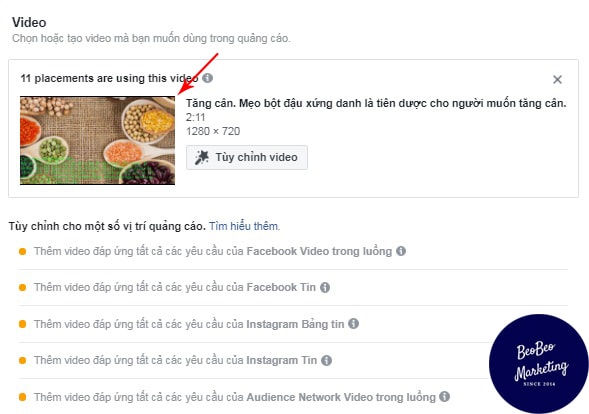 dđộ dài video quảng cáo facebook