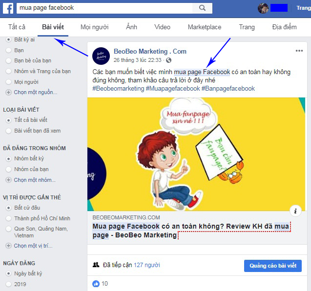 Seo bài viết Facebook