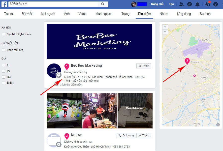 Seo địa điểm Facebook