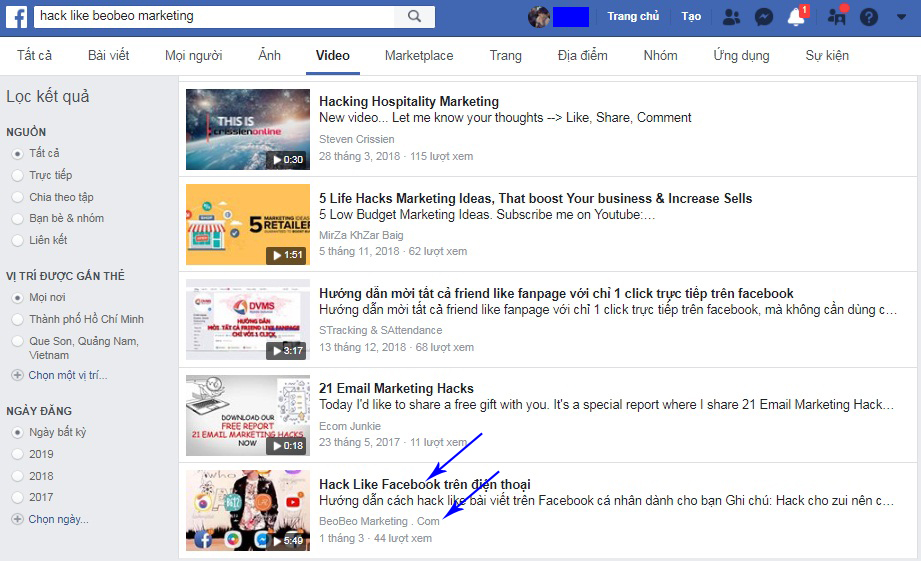 Seo video Facebook
