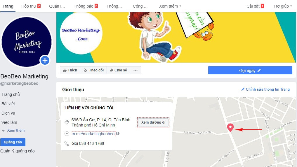 sửa địa điểm bản đồ trên fanpage