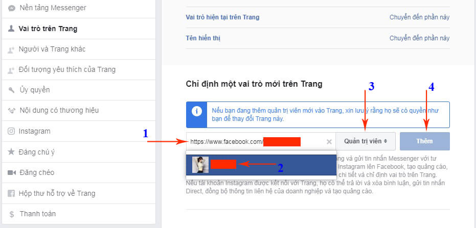 thêm người quản trị fanpage