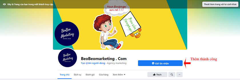 thêm nút gửi tin nhắn trên page