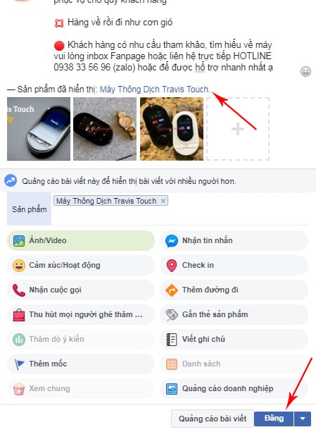 them nút nhắn tin trên bài viết Facebook