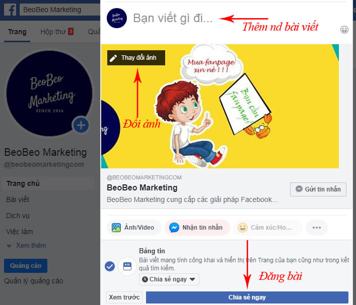 thêm nút gửi tin nhắn vào bài viết