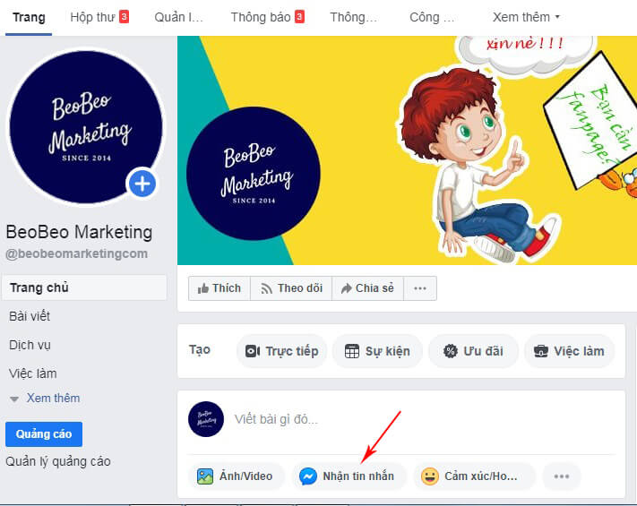 Thêm nút nhắn tin vào bài viết fanpage