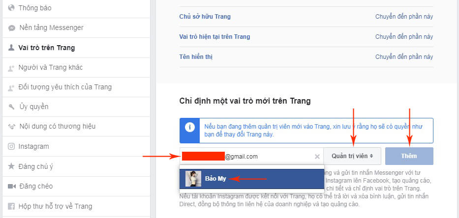 thêm thành viên quản trị fanpage