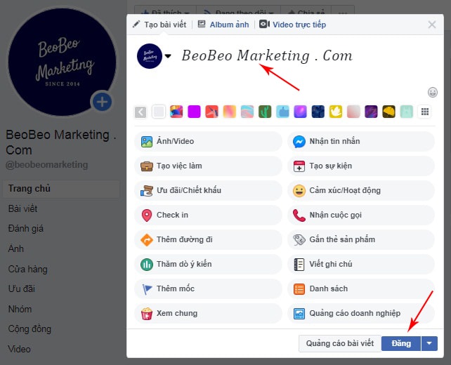 Viết chữ in nghiêng trên fanpage