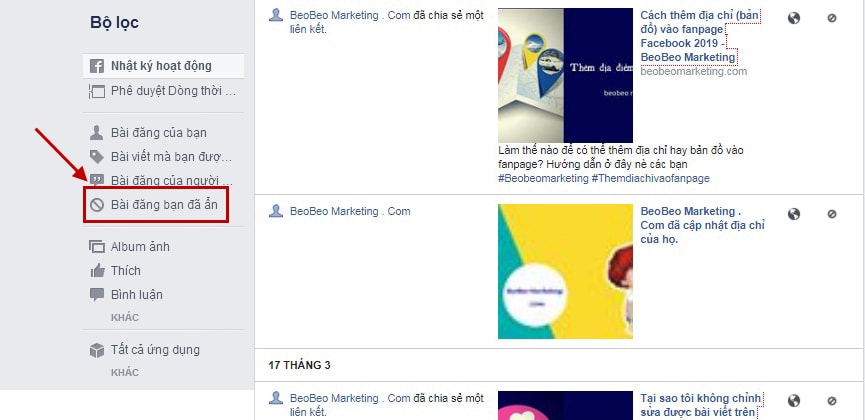 bài viết bị ẩn trên fanpage