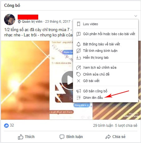 cách ghim bài viết trong nhóm trên facebook