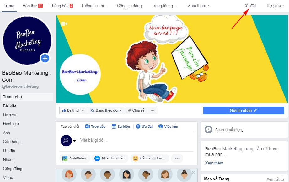 Thay đổi mẫu fanpage