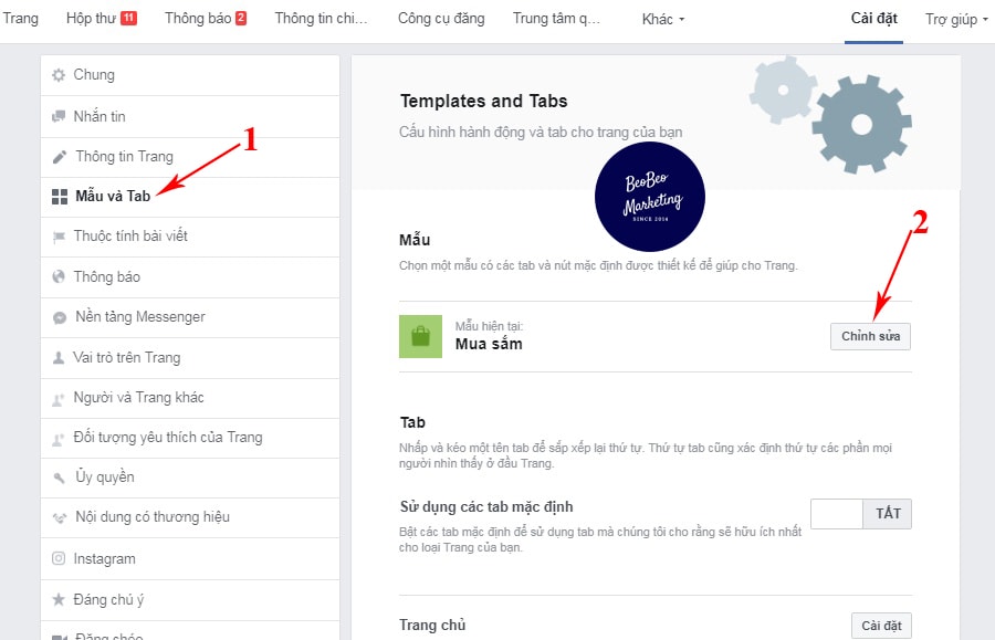 Thay đổi mẫu fanpage facebook