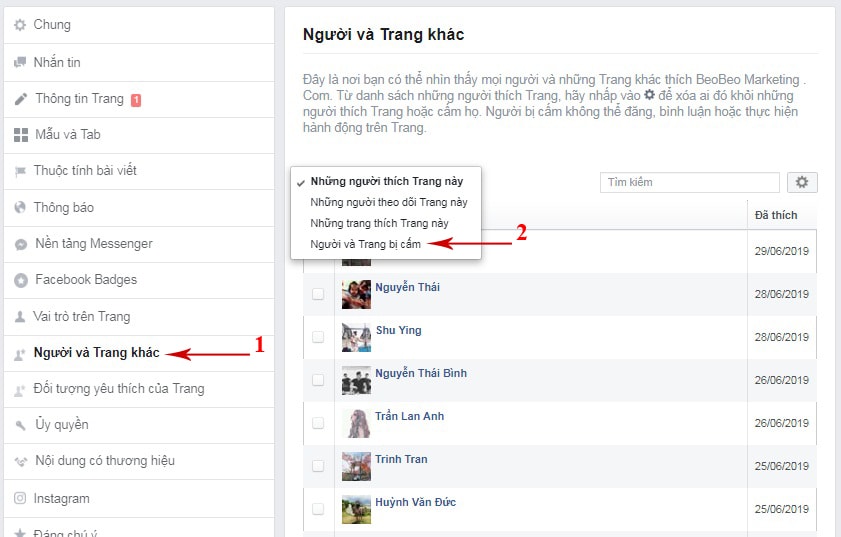 bỏ cấm khỏi trang fanpage trên facebook