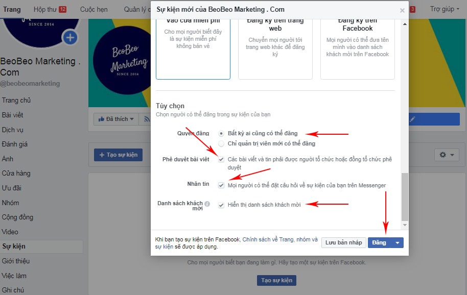 cách tạo event trên facebook