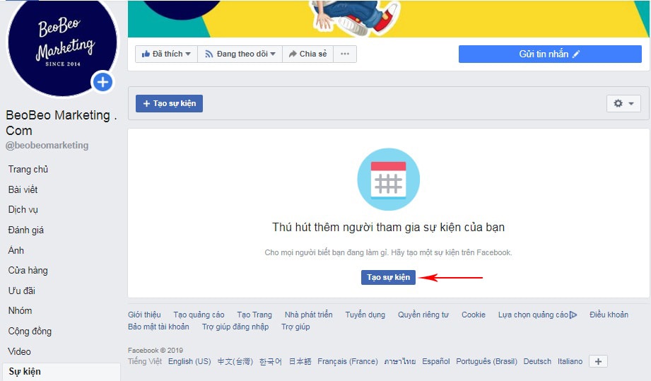 cách tạo sự kiện trên fanpage