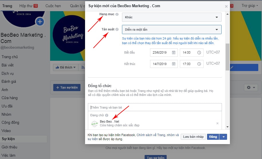 tạo sự kiện trên facebook