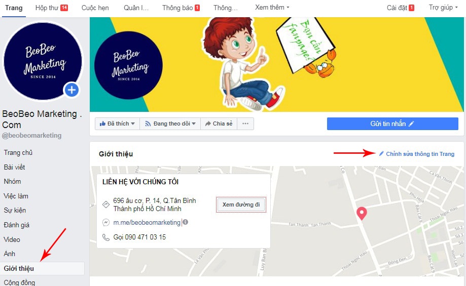 Cách chỉnh sửa thông tin fanpage