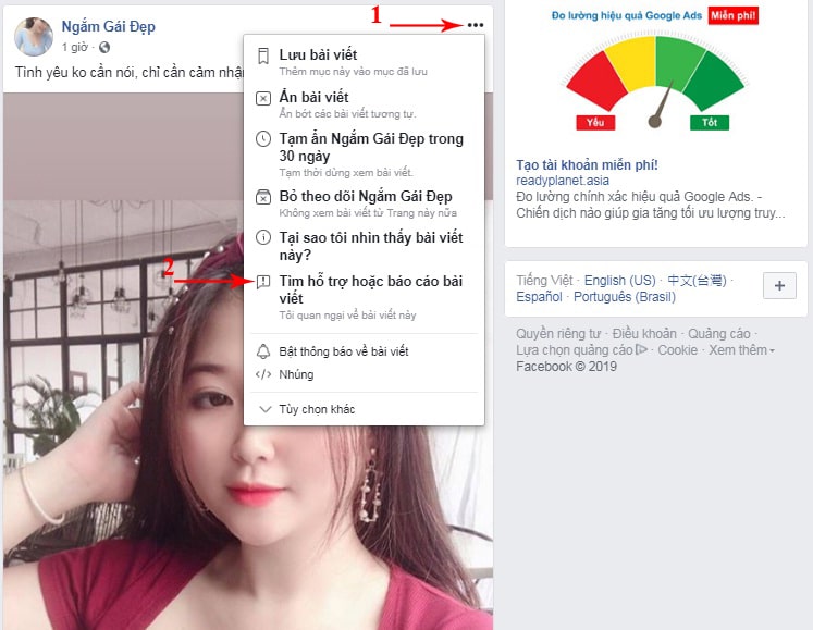 Cách report bài viết trên Facebook