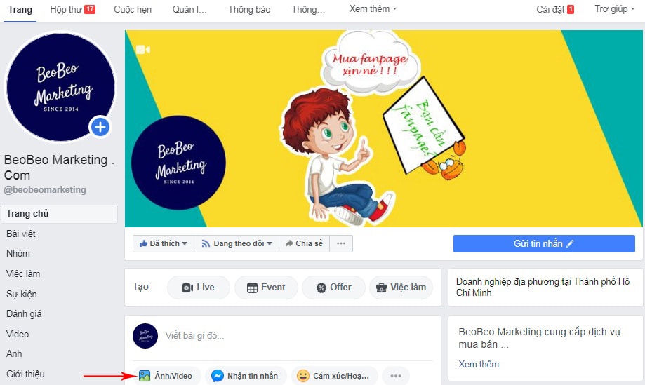 Đăng ảnh và video cùng lúc trên fanpage