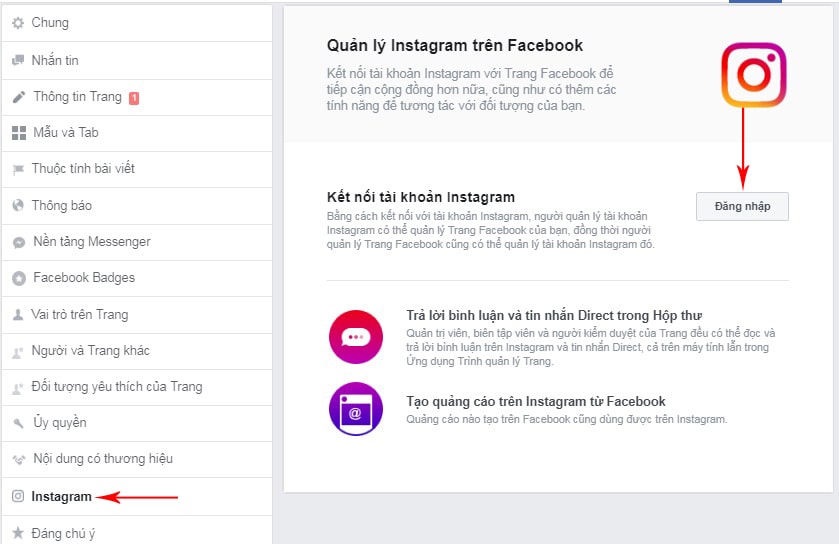 tạo instagram cho page