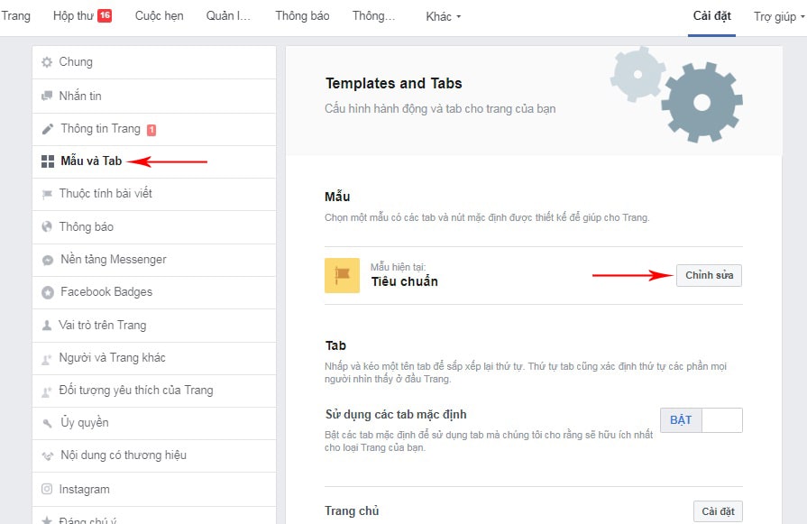 thay đổi giao diện fanpage