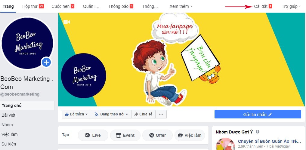 cài đặt chế độ đăng trang