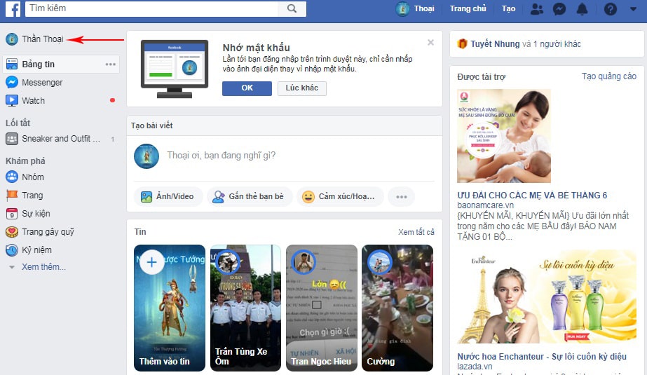 đăng nhập facebook