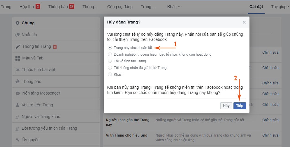 điều chỉnh chế độ đăng trang