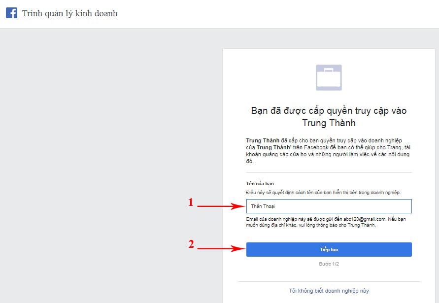nhập tên facebook