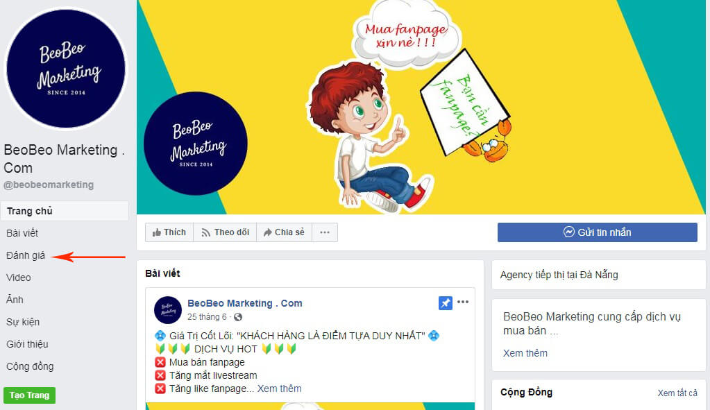 cách đánh giá fanpage
