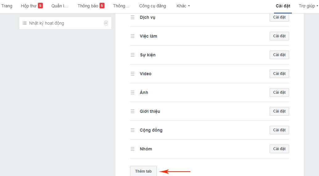 thêm tab đánh giá