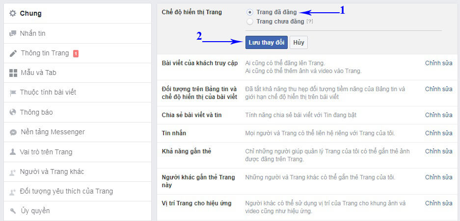 page bị mất tương tác