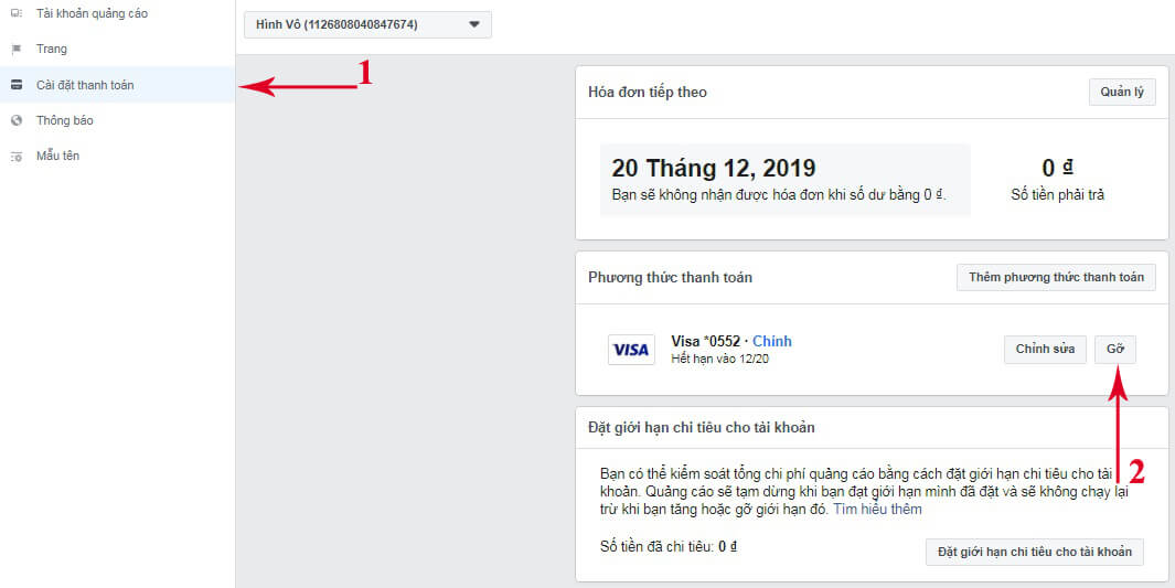 cách thanh toán Facebook