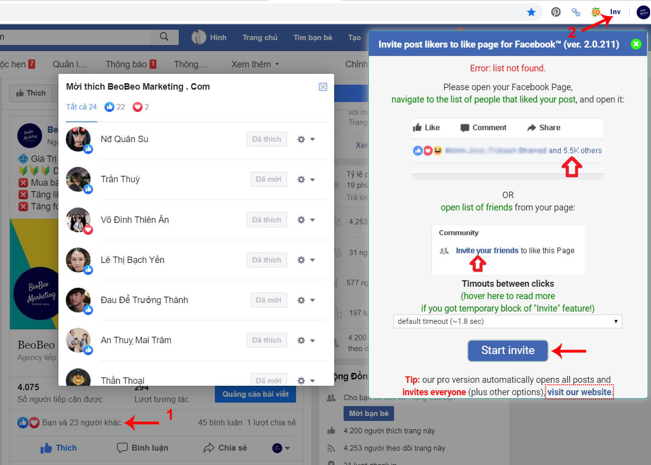 auto mời like page