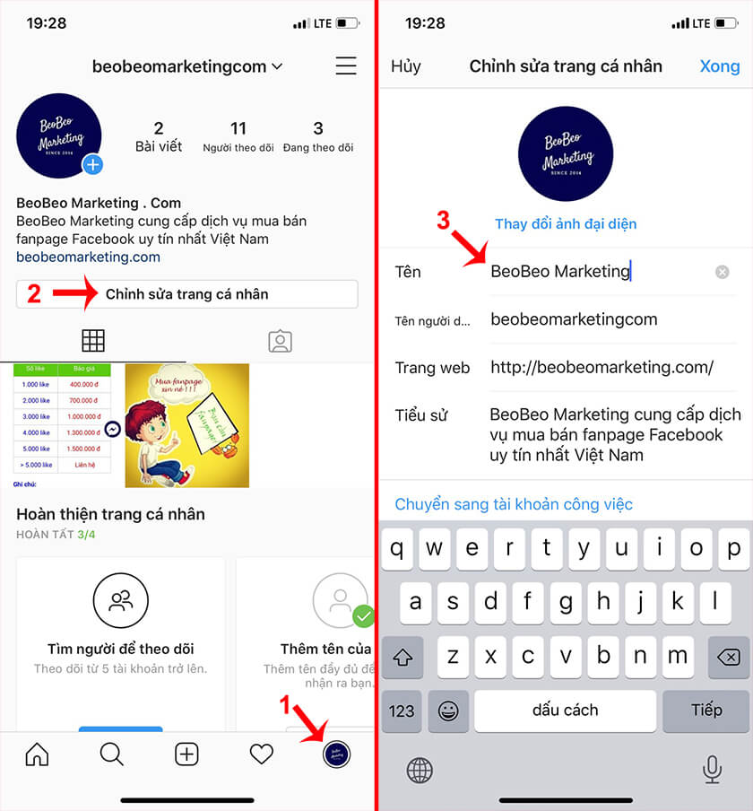 cách đổi tên instagram