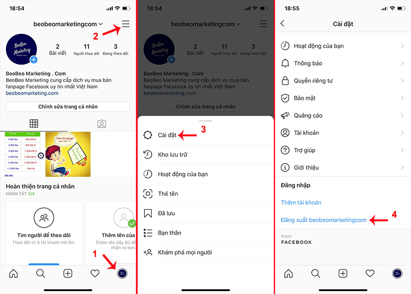 cách đăng xuất instagram