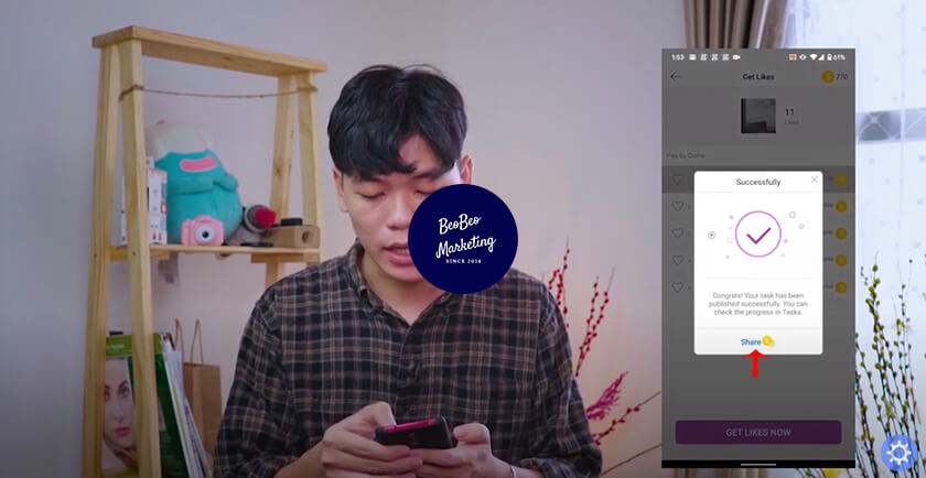 auto like instagram thành công