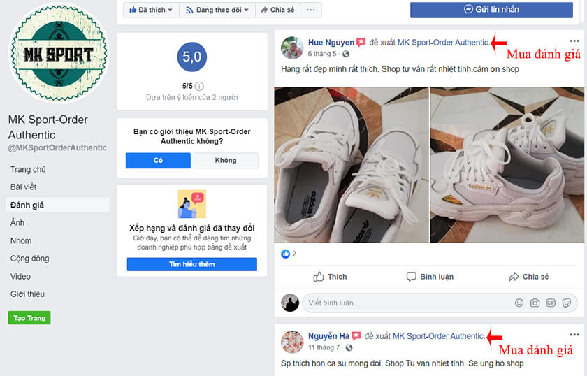 mua đánh giá 5 sao fanpage